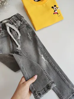 شلوار جین(لی) اسپرت دخترانه و پسرانه طوسی