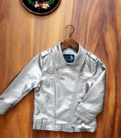 کت دخترانه چرم (نقره ای )