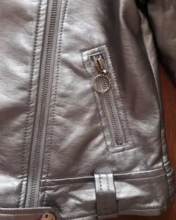 کت دخترانه چرم (نقره ای )