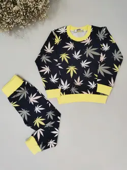 شلوار دخترانه پاییزه مچ دار(طرح برگ)