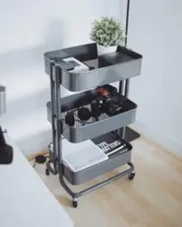 ترولی فلزی چرخدار رنگ طوسی تیرداد | فروشگاه اینترنتی تیرداد هوم