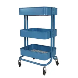 ترولی فلزی چرخدار رنگ آبی تیرداد | فروشگاه اینترنتی تیرداد هوم