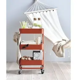 ترولی فلزی رنگ قرمز آجری تیرداد | فروشگاه اینترنتی تیرداد هوم