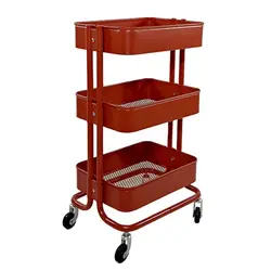 ترولی فلزی رنگ قرمز آجری تیرداد | فروشگاه اینترنتی تیرداد هوم