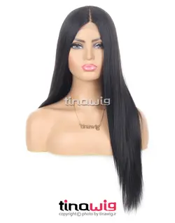 کلاه گیس زنانه کدELEGANT65-1B فرق وسط با موی مصنوعی