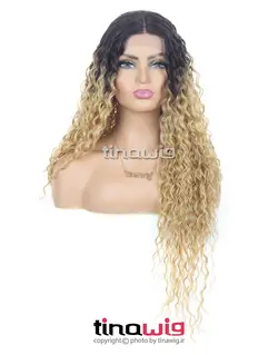 کلاه گیس زنانه کدkelly-tat6-27-24e مدل جلوتور فر با موی مصنوعی رنگ آمبره