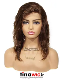 کلاه گیس طبیعی زنانه کوتاه قهوه ای تمام تور کد FLH5-6