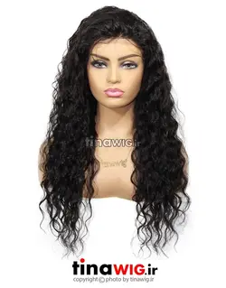 کلاه گیس زنانه فر طبیعی رنگ مشکی مدل امیل ، جلو تور بافت (جلوفرق) EMIL-2