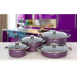 سرویس قابلمه گرانیت 8 پارچه لینا کاج تفلون