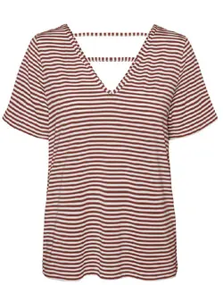بلوز زنانه يقه دو طرف V پشت بندى راه راه سفید/بنفش VERO MODA