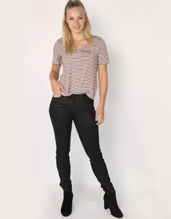 بلوز زنانه يقه دو طرف V پشت بندى راه راه سفید/بنفش VERO MODA