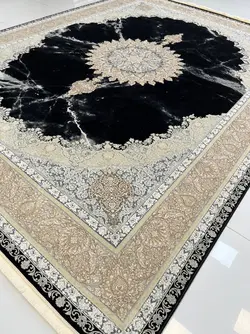 فرش وینتج سرمه ای طرح کویر