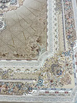 فرش 1200 شانه طرح گلسار بژ