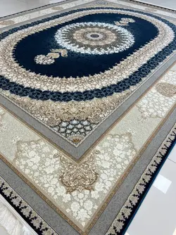 فرش 1200 شانه طرح صدرا سرمه ای