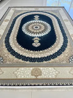 فرش 1200 شانه طرح صدرا سرمه ای