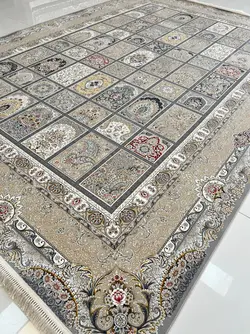 فرش 1500 شانه خشتی رنگ فیلی