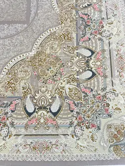 فرش ۱۲۰۰شانه طرح فرانسوی رنگ سیلور