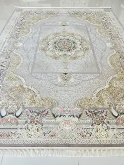 فرش ۱۲۰۰شانه طرح فرانسوی رنگ سیلور