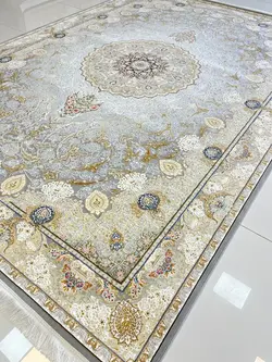 فرش طوسی کرم نقشه لیلا