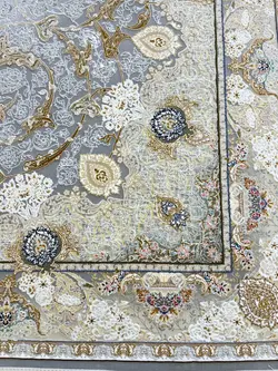 فرش طوسی کرم نقشه لیلا