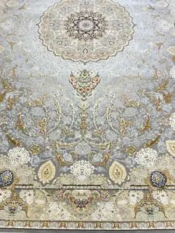 فرش طوسی کرم نقشه لیلا