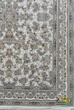فرش کاشان 700 شانه نقشه خشتی کژال سرمه ای تراکم 2550