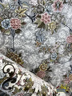 فرش کاشان افشان بهار نقره ای 1500 شانه برجسته