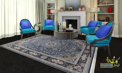 فرش کاشان 1000 شانه نقشه رزباران ابی