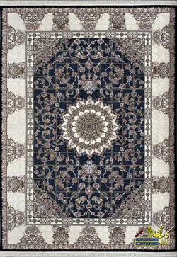 فرش کاشان نقشه پیچک سرمه ای برجسته 700 شانه