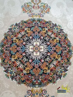 فرش کاشان 1000 شانه نقشه جزیره ترمه ای