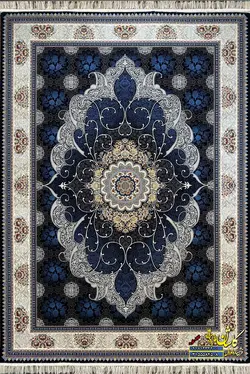 فرش کاشان نقشه چکاوک سرمه ای 700 شانه