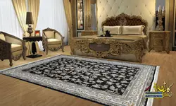 فرش کاشان نقشه افشان بهار سرمه ای 1500 شانه برجسته