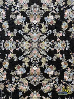 فرش کاشان نقشه افشان بهار سرمه ای 1500 شانه برجسته