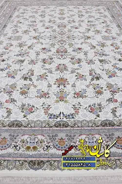 فرش کاشان نقشه افشان بهار کرم 1500 شانه برجسته