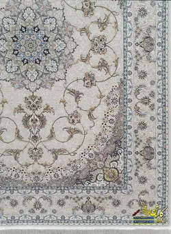 فرش کاشان 1200 شانه برجسته طرح محیا کرم