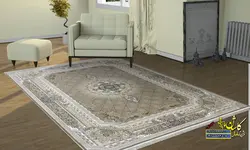 فرش کاشان گلسار بژ 1200 شانه گلبرجسته