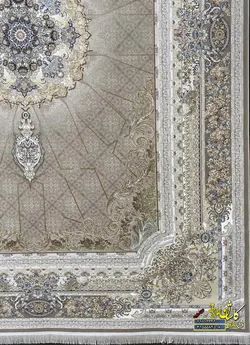 فرش کاشان گلسار بژ 1200 شانه گلبرجسته