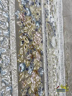 فرش کاشان گلسار بژ 1200 شانه گلبرجسته