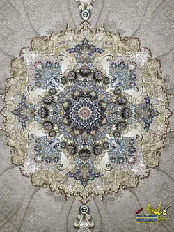 فرش کاشان گلسار بژ 1200 شانه گلبرجسته