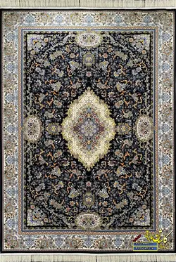 فرش کاشان 1000 شانه نقشه کاملیا سرمه ای