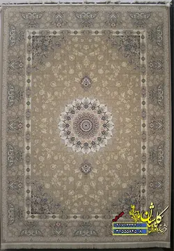 فرش کاشان 1200 شانه برجسته نقشه پیچک بژ