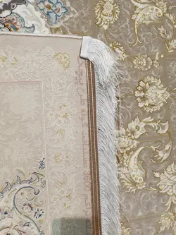 فرش کاشان 1200 شانه برجسته نقشه پیچک بژ