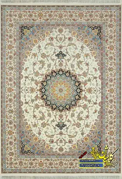 فرش کاشان 1200 شانه برجسته نقشه اصفهان کرم لایت