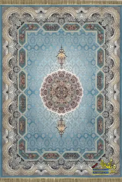فرش کاشان طرح هالیدی ابی فیروزه ای 1200 شانه