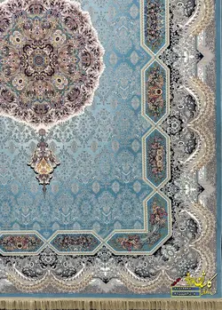 فرش کاشان طرح هالیدی ابی فیروزه ای 1200 شانه