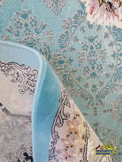فرش کاشان طرح هالیدی ابی فیروزه ای 1200 شانه