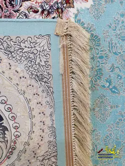 فرش کاشان طرح هالیدی ابی فیروزه ای 1200 شانه
