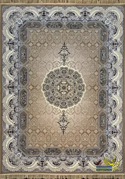فرش کاشان 1200 شانه طرح هالیدی نسکافه ای برجسته