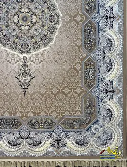 فرش کاشان 1200 شانه طرح هالیدی نسکافه ای برجسته