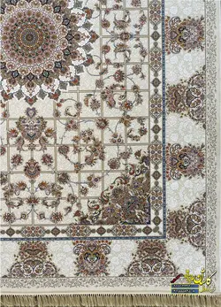 فرش کاشان 1200 شانه طرح پیچک صدفی برجسته